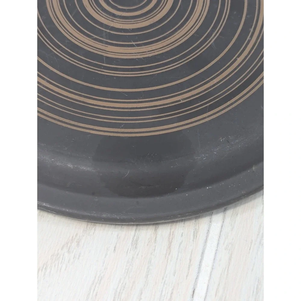 Pyrex Terra Black brown circles vintage 20-c 22 replacement lid 1 Qt tab handles